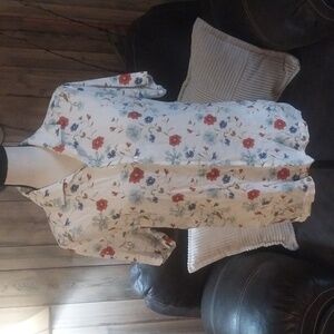 Porter & Ash 100% Linen Short Sleeve Leisure Shirt Men’s S Cream/Blue Designer